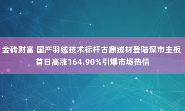 金砖财富 国产羽绒技术标杆古麒绒材登陆深市主板 首日高涨164.90%引爆市场热情